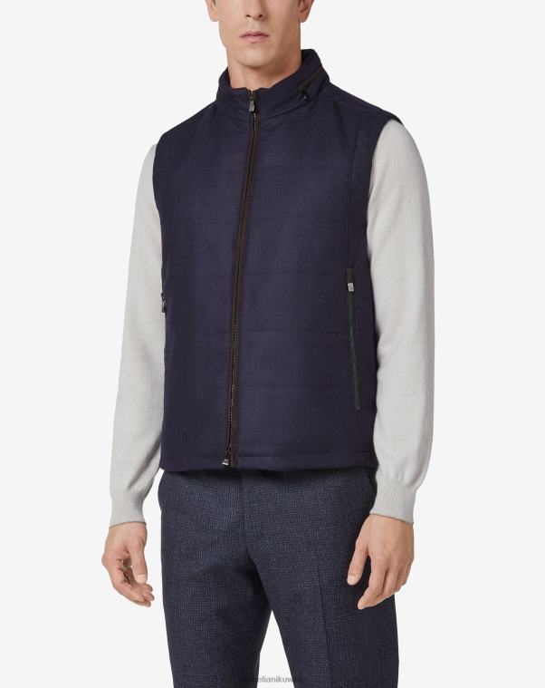 رجال Corneliani أزرق جيليه مبطن مع تفاصيل من جلد الغزال الصديق للبيئة ملابس Z2F68110