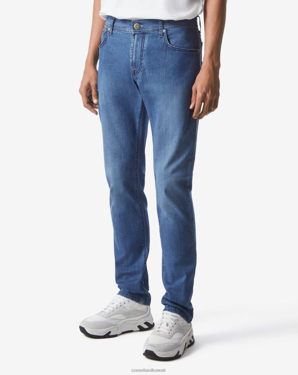 رجال Corneliani أزرق جينز سينا ​​مطاطي بخمسة جيوب ملابس Z2F68352