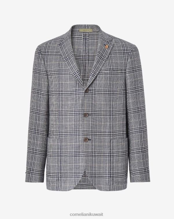 رجال Corneliani أزرق سترة دائرية من الكتان والقطن العضوي ملابس Z2F6847