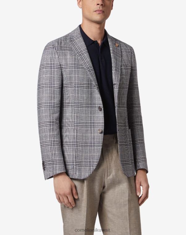 رجال Corneliani أزرق سترة دائرية من الكتان والقطن العضوي ملابس Z2F6847