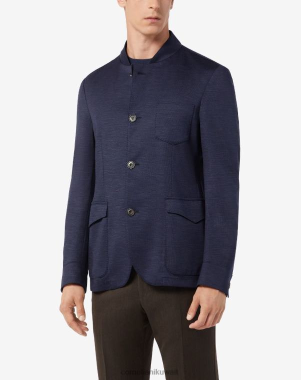 رجال Corneliani أزرق سترة ذات 4 أزرار تفوز بجيرسيه الصوف ملابس Z2F6846