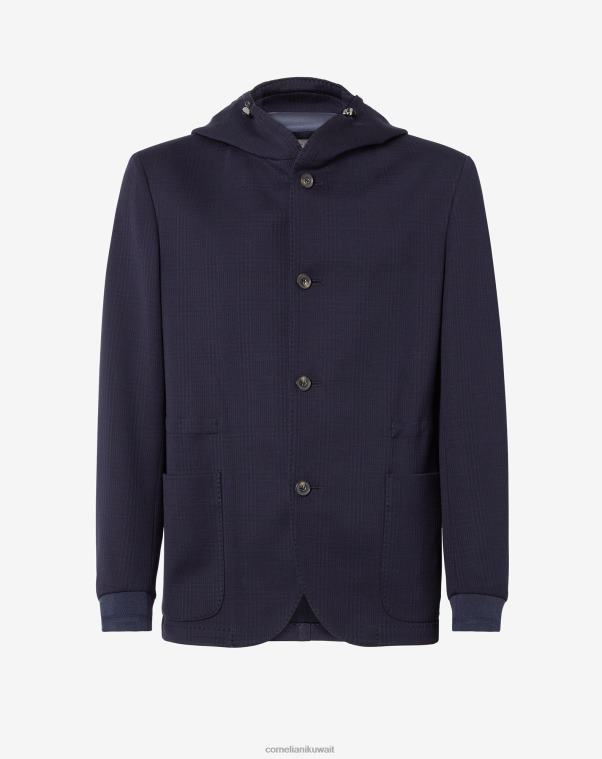 رجال Corneliani أزرق سترة رياضية منسوجة من الصوف والقطن ملابس Z2F6855