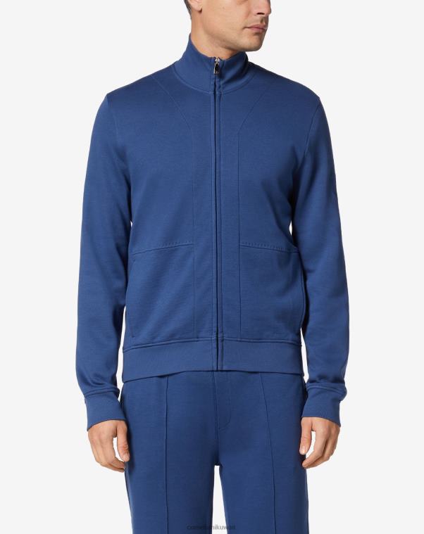 رجال Corneliani أزرق سترة صوفية خفيفة بسحاب كامل ملابس Z2F68164