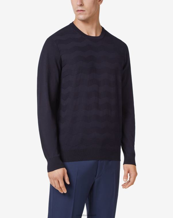 رجال Corneliani أزرق سترة قطنية خفيفة للغاية برقبة دائرية ملابس Z2F68121