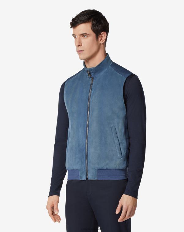 رجال Corneliani أزرق سترة مبطنة من الجلد والقطن ملابس Z2F68103
