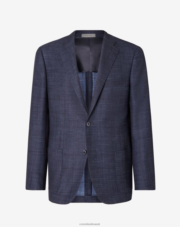 رجال Corneliani أزرق سترة من الصوف والحرير ذات زرين ملابس Z2F6871