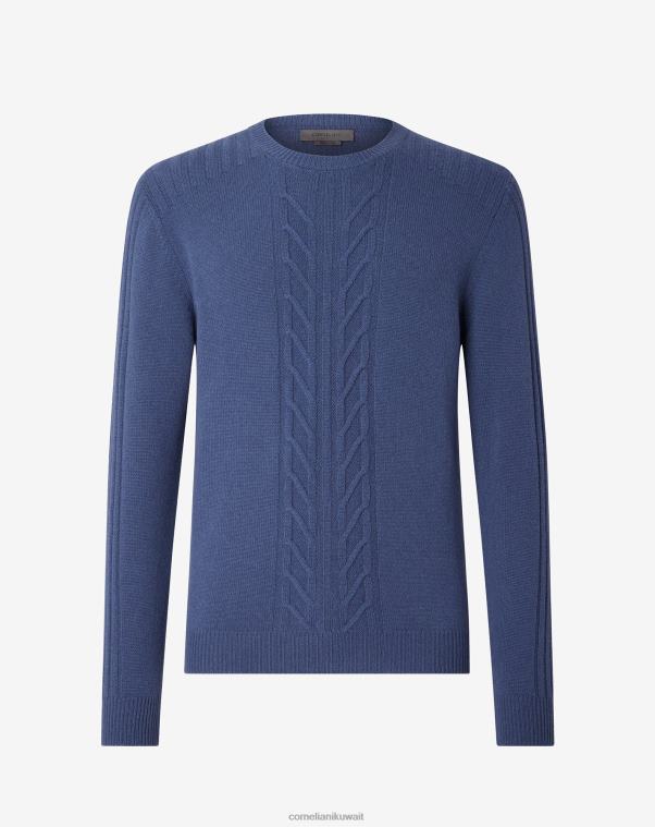 رجال Corneliani أزرق سترة من الصوف والكشمير المستدام بياقة دائرية ملابس Z2F68132