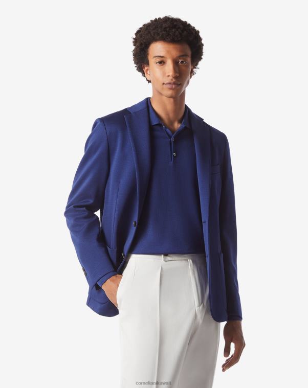 رجال Corneliani أزرق سترة من القطن والصوف ذات زرين ملابس Z2F6852