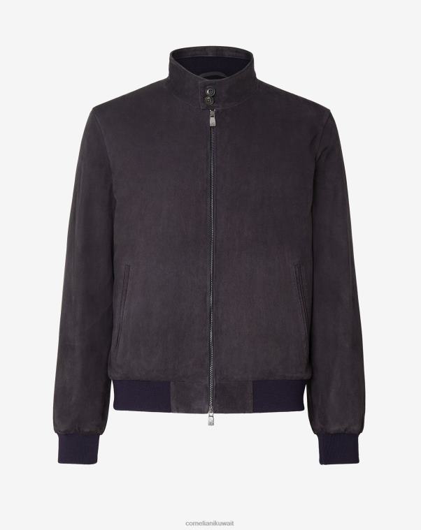 رجال Corneliani أزرق سترة من جلد الغزال مبطنة ملابس Z2F68109