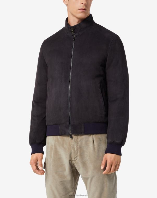 رجال Corneliani أزرق سترة من جلد الغزال مبطنة ملابس Z2F68109