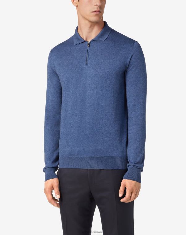 رجال Corneliani أزرق شاحب قطن كشمير وبولو حرير ملابس Z2F68282