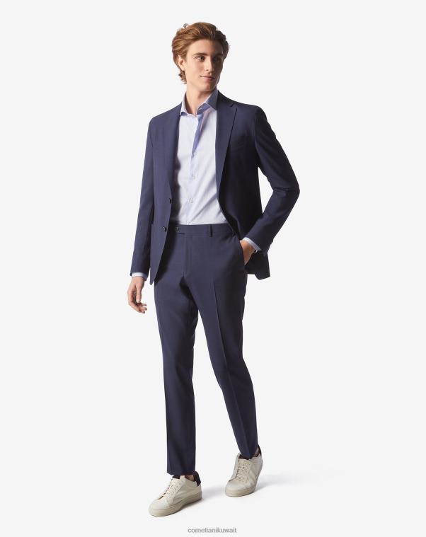 رجال Corneliani أزرق غامق بدلة من الصوف الاستوائي S130s ملابس Z2F684