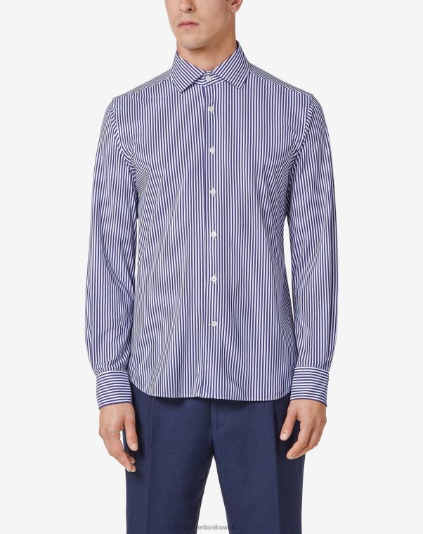رجال Corneliani أزرق غامق قميص ترافل تيك ملابس Z2F68219