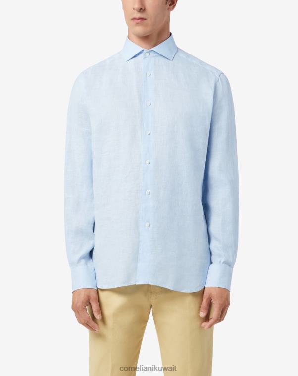 رجال Corneliani أزرق فاتح قميص القنب الدائري ملابس Z2F68208