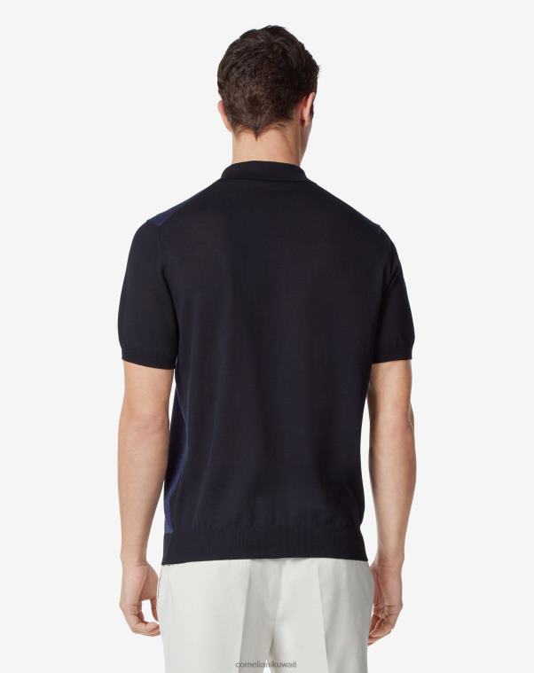 رجال Corneliani أزرق فاتح قميص بولو بسحاب من مزيج القطن الخفيف للغاية ملابس Z2F68274