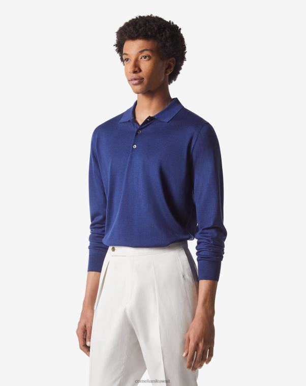 رجال Corneliani أزرق فاتح قميص بولو قطني خفيف للغاية ملابس Z2F68278