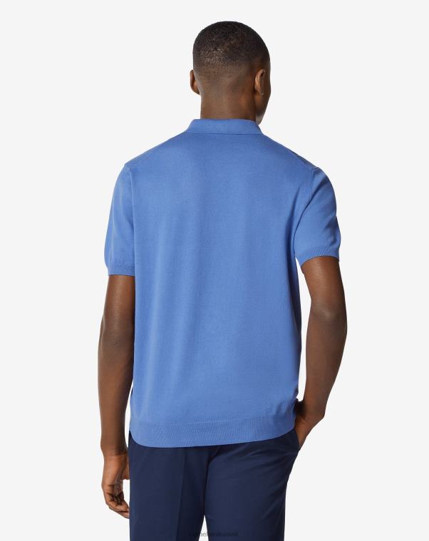 رجال Corneliani أزرق قميص بولو بأكمام قصيرة من قطن بيما ملابس Z2F68273