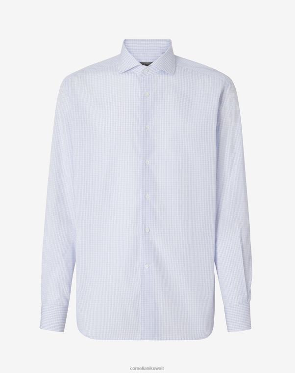 رجال Corneliani أزرق قميص قطن بكشكش صغير ملابس Z2F68206