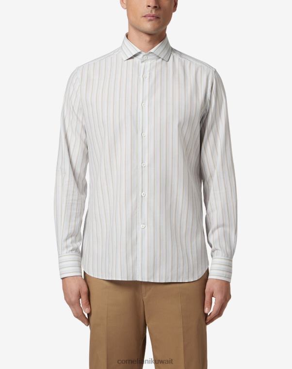 رجال Corneliani أزرق قميص مغسول بياقة مفتوحة ودائرة ملابس Z2F68188