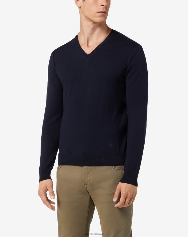 رجال Corneliani أزرق ميرينو وولف الرقبة ملابس Z2F68169