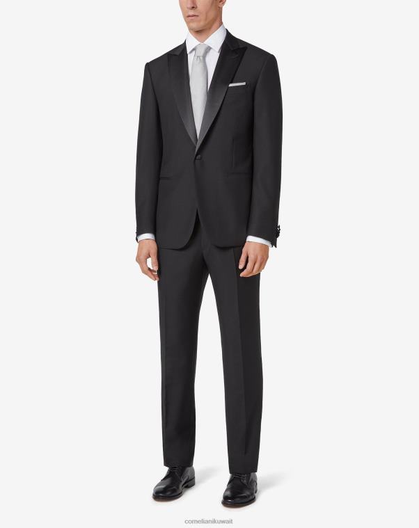 رجال Corneliani أسود بدلة تدخين من الصوف الخالص ملابس Z2F6821