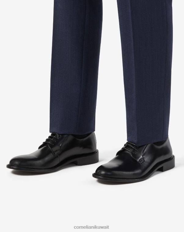 رجال Corneliani أسود حذاء ديربي مصنوع من جلد العجل أحذية Z2F6841