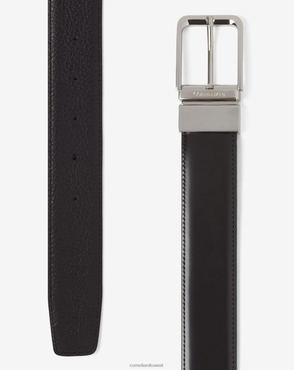 رجال Corneliani أسود حزام من الجلد بطباعة الأيائل مُكَمِّلات Z2F68383