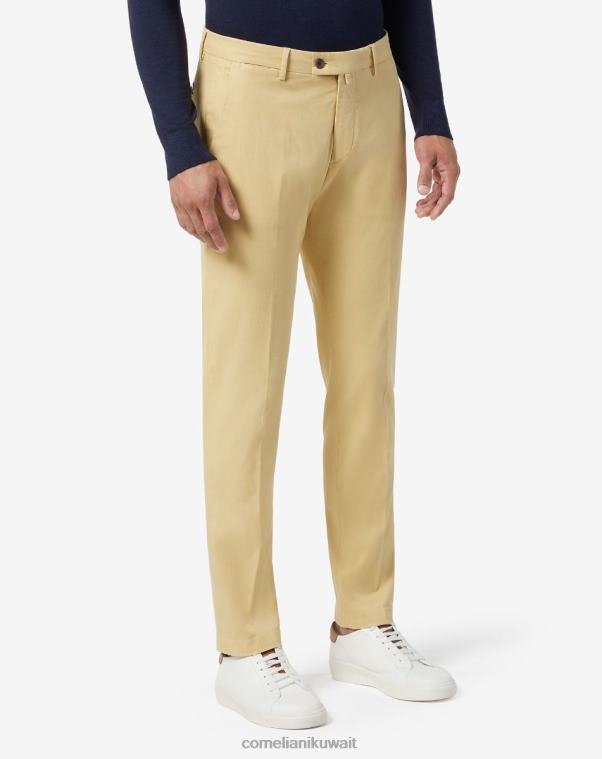 رجال Corneliani أصفر بنطال تشينو دائري من القطن ملابس Z2F68312