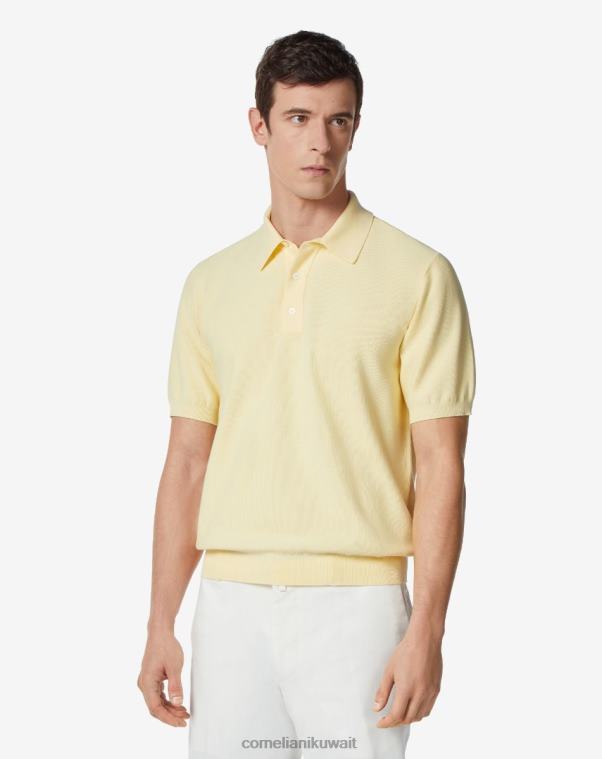 رجال Corneliani أصفر بولو بيكيه قطني خفيف للغاية ملابس Z2F68264