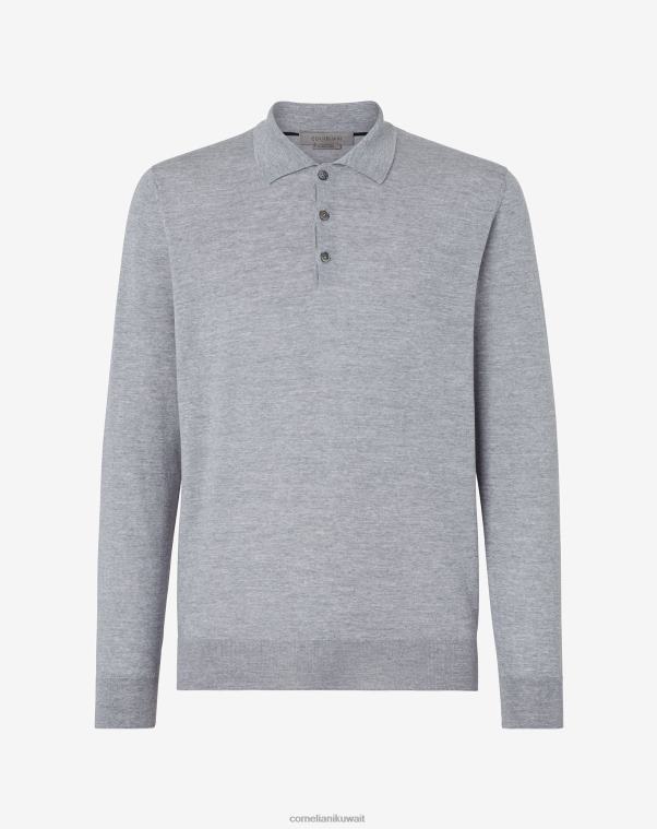 رجال Corneliani أنثراسايت قميص بولو قطني خفيف للغاية ملابس Z2F68276