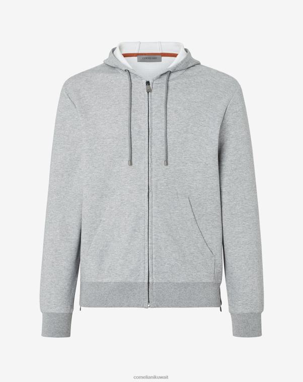 رجال Corneliani أنثراسايت هوديي من مزيج القطن بوجهين ملابس Z2F68125