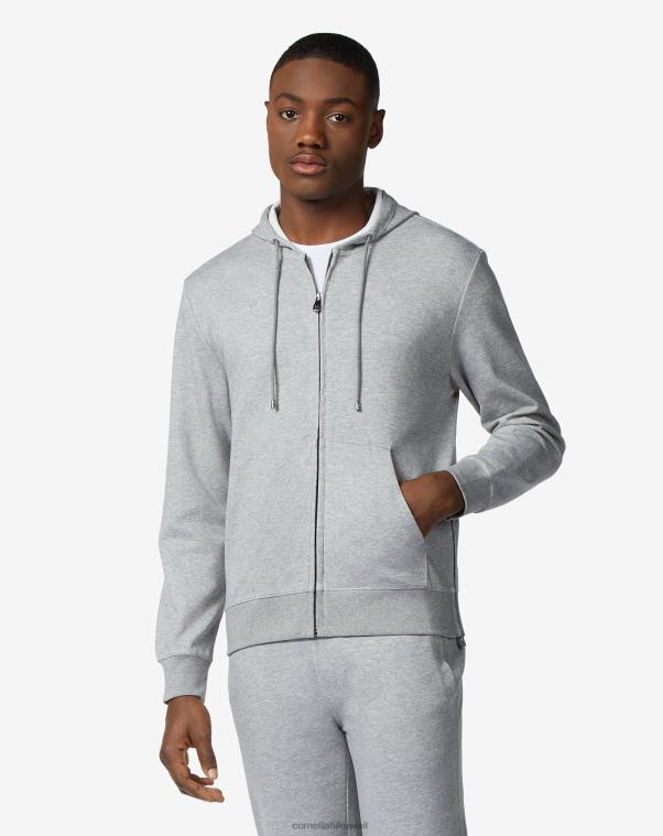 رجال Corneliani أنثراسايت هوديي من مزيج القطن بوجهين ملابس Z2F68125