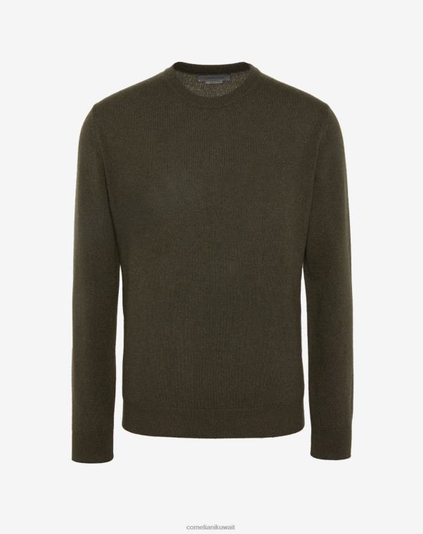 رجال Corneliani الأخضر العسكري رقبة دائرية من الكشمير ملابس Z2F68129