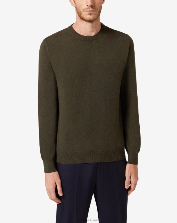 رجال Corneliani الأخضر العسكري رقبة دائرية من الكشمير ملابس Z2F68129