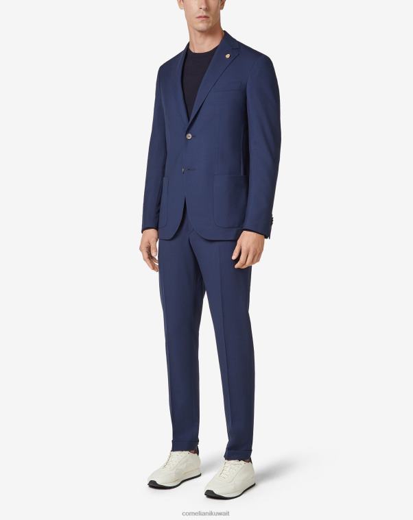 رجال Corneliani الأزرق الداكن بدلة قماش من الصوف العضوي ملابس Z2F681