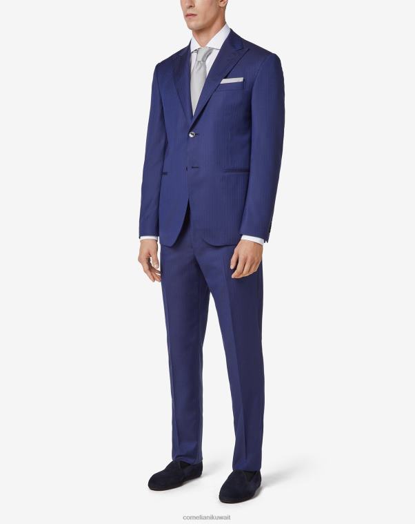 رجال Corneliani الأزرق الداكن بدلة من الصوف حك S130S ملابس Z2F6810