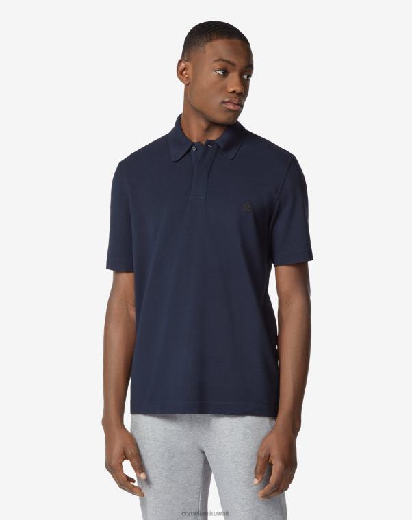 رجال Corneliani الأزرق الداكن بولو بيكيه قطني مستدام ملابس Z2F68247
