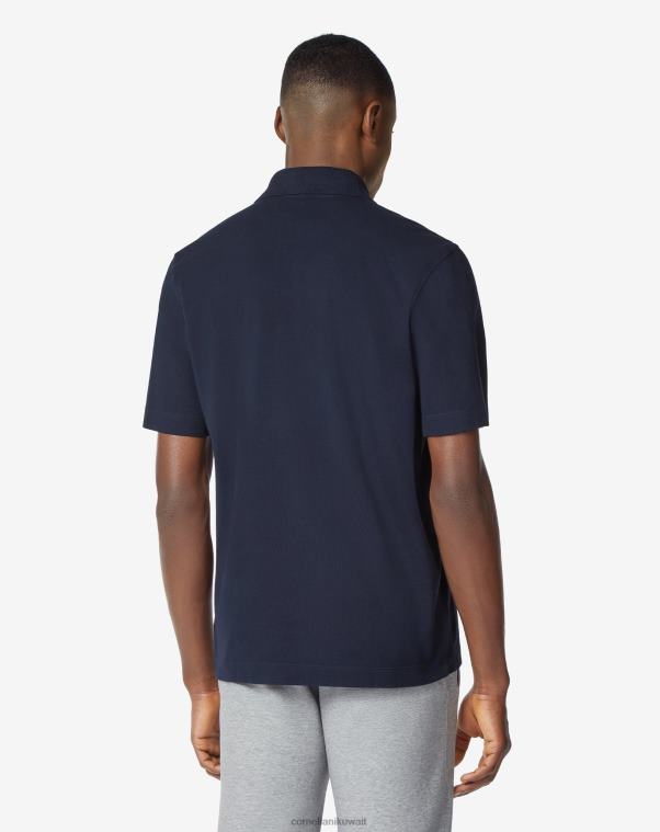 رجال Corneliani الأزرق الداكن بولو بيكيه قطني مستدام ملابس Z2F68247