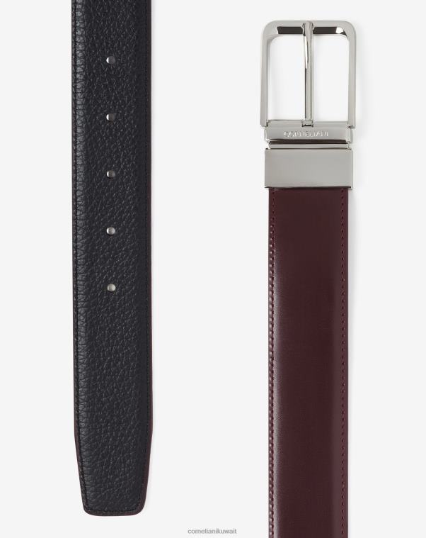 رجال Corneliani الأزرق الداكن حزام من الجلد بطباعة الأيائل مُكَمِّلات Z2F68382