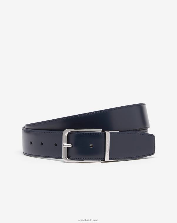 رجال Corneliani الأزرق الداكن حزام من الجلد بطباعة الأيائل مُكَمِّلات Z2F68384