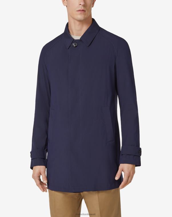 رجال Corneliani الأزرق الداكن خندق نسيج سيلسيلك ملابس Z2F68104