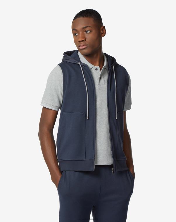 رجال Corneliani الأزرق الداكن سترة مقنعين من القطن ملابس Z2F68155