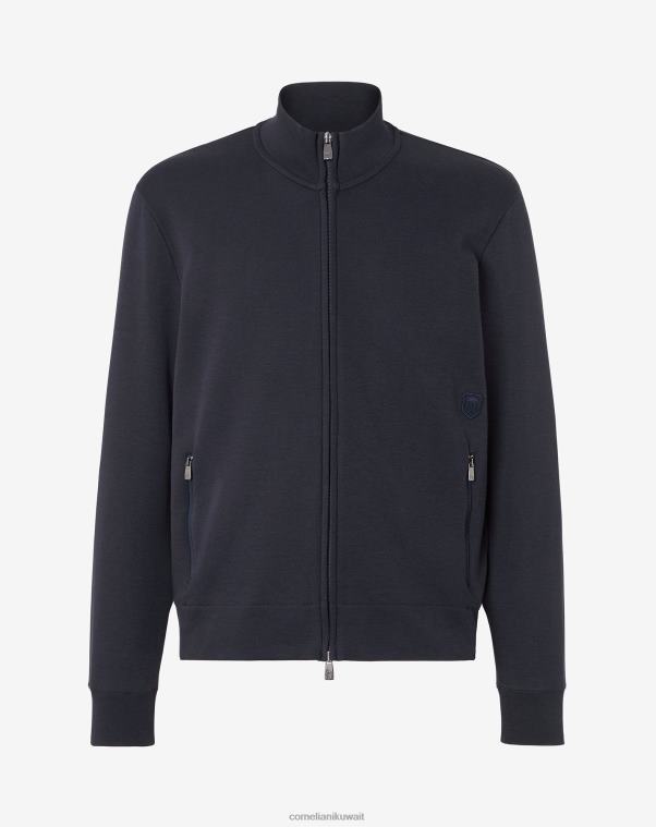 رجال Corneliani الأزرق الداكن سترة من القطن بسحاب كامل ملابس Z2F68130