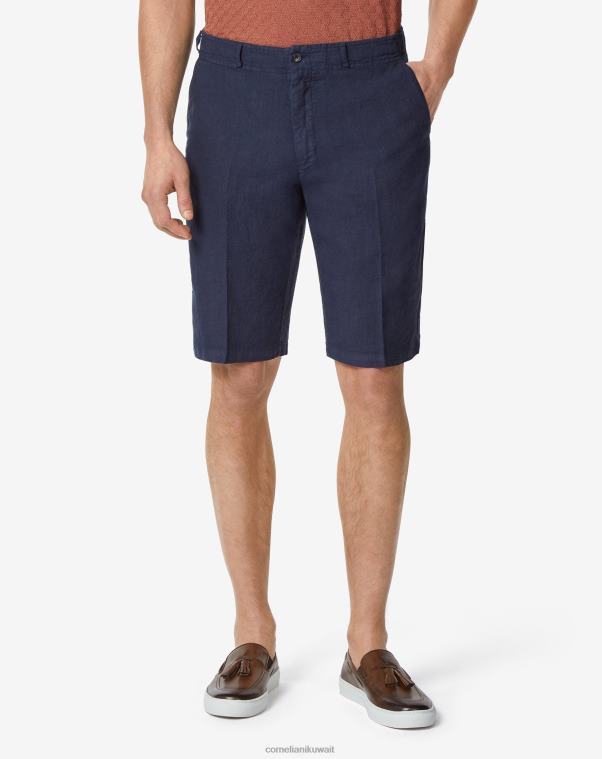 رجال Corneliani الأزرق الداكن سراويل الكتان ملابس Z2F68339