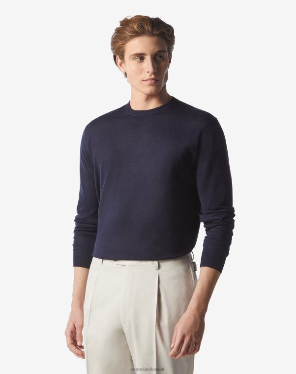 رجال Corneliani الأزرق الداكن قطن وحرير خفيف للغاية ملابس Z2F68133