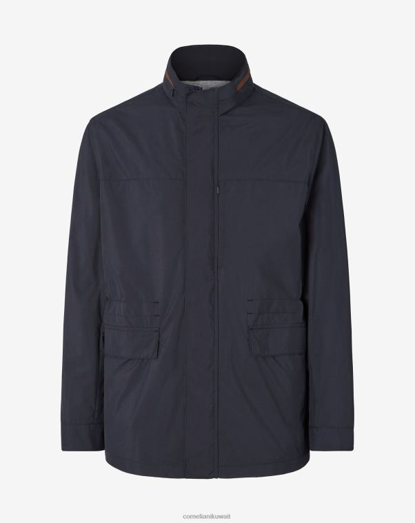 رجال Corneliani الأزرق الداكن كابينة قماش مقاومة للماء ملابس Z2F6898