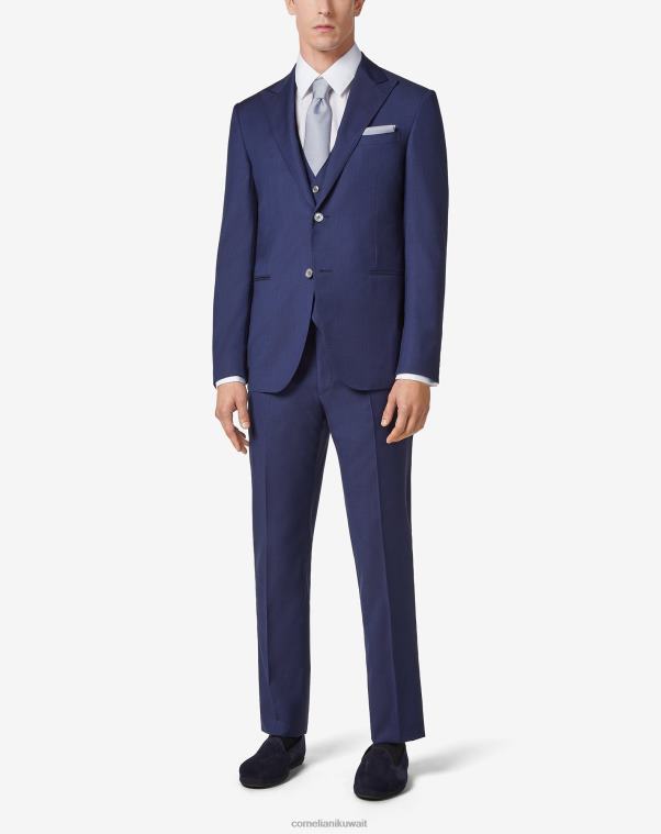 رجال Corneliani الأزرق الكلاسيكي بدلة صدرية من الصوف S130s ملابس Z2F6812