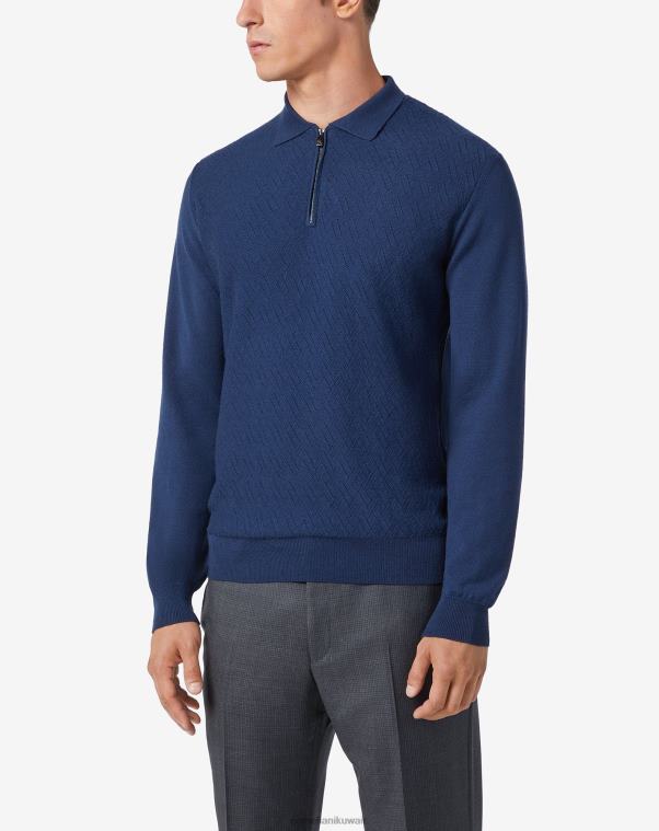 رجال Corneliani الأزرق الملكي Merinopolo مع خياطة مرتفعة ملابس Z2F68280