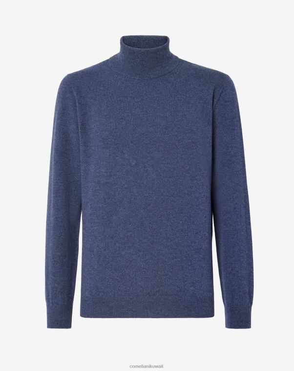 رجال Corneliani الأزرق الملكي الياقة المدورة الكشمير النقي ملابس Z2F68149