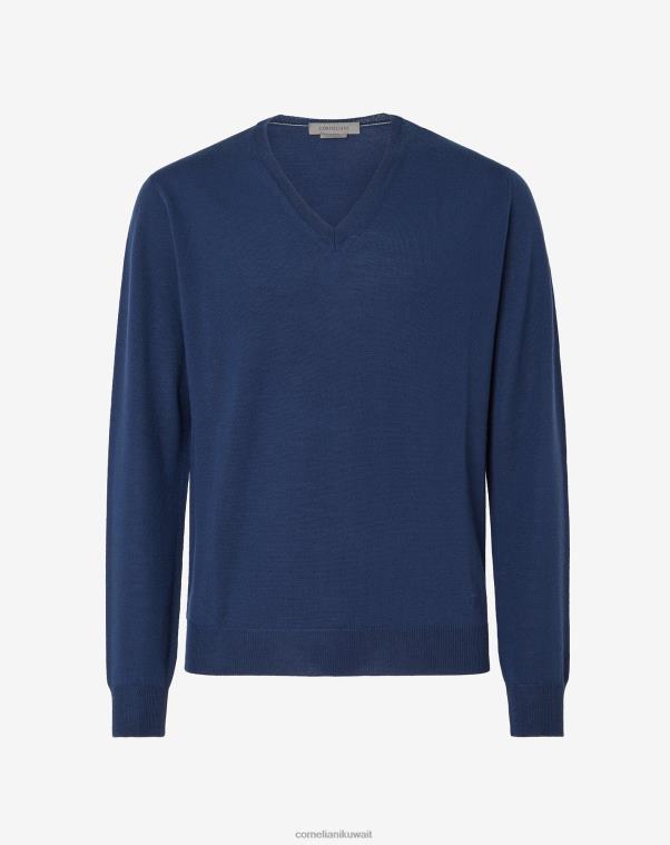 رجال Corneliani الأزرق الملكي ميرينو وولف الرقبة ملابس Z2F68161